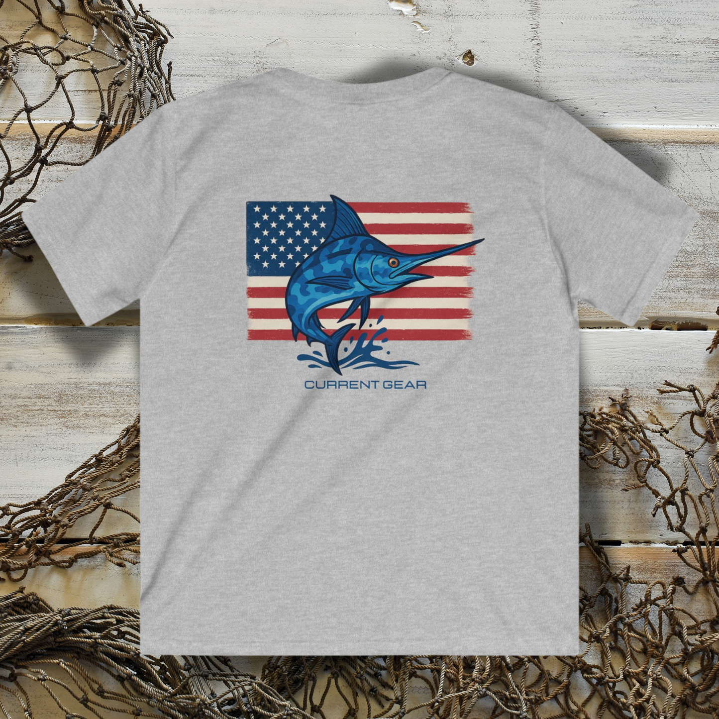 Kids Camo Blue Marlin Short Sleeve Tee