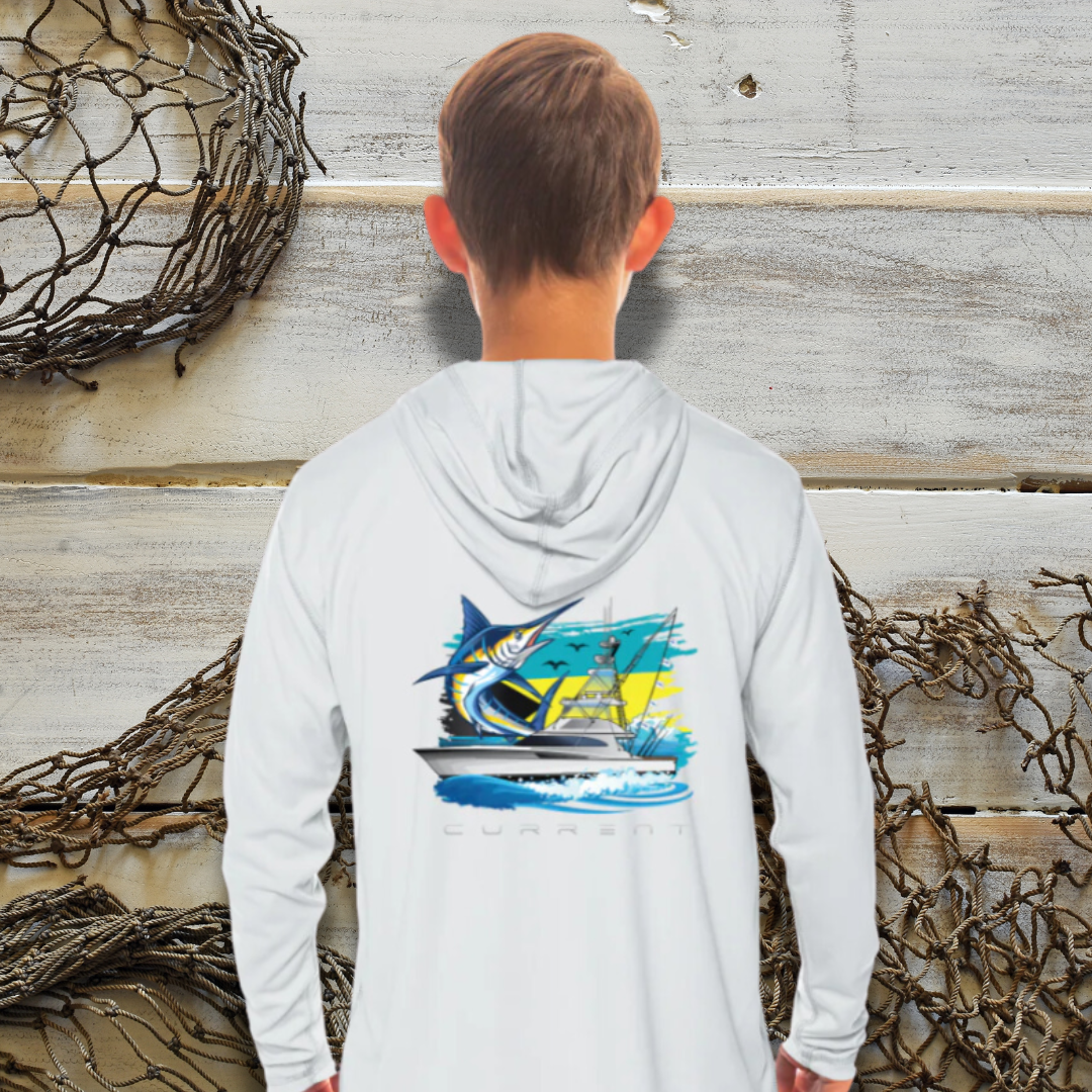 Kids Bahamian Current UPF 50 Hooded Performance Shirt