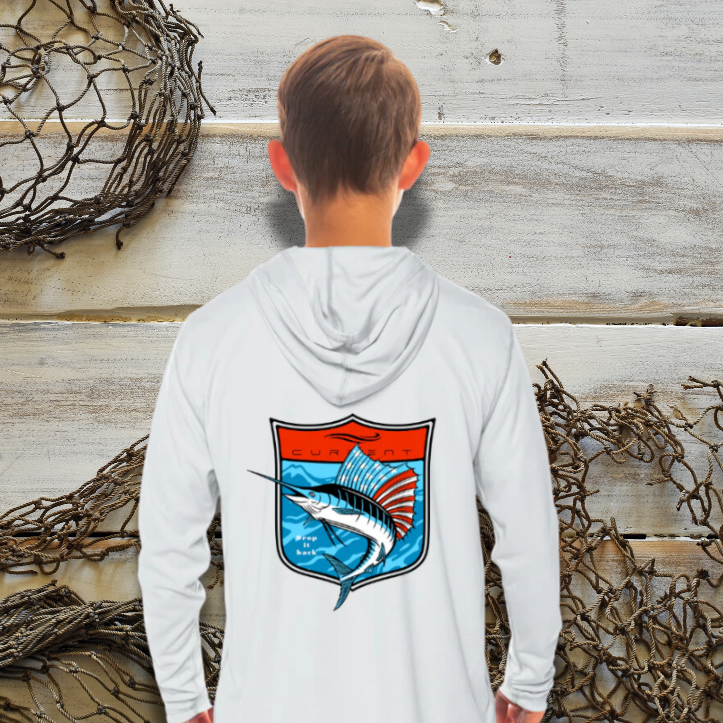 Kids Sailfish USA UPF 50 Hooded Performance Shirt