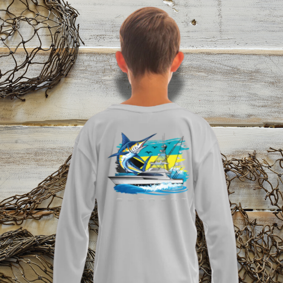 Kids Bahamian Current UPF 50 Hooded Performance Shirt