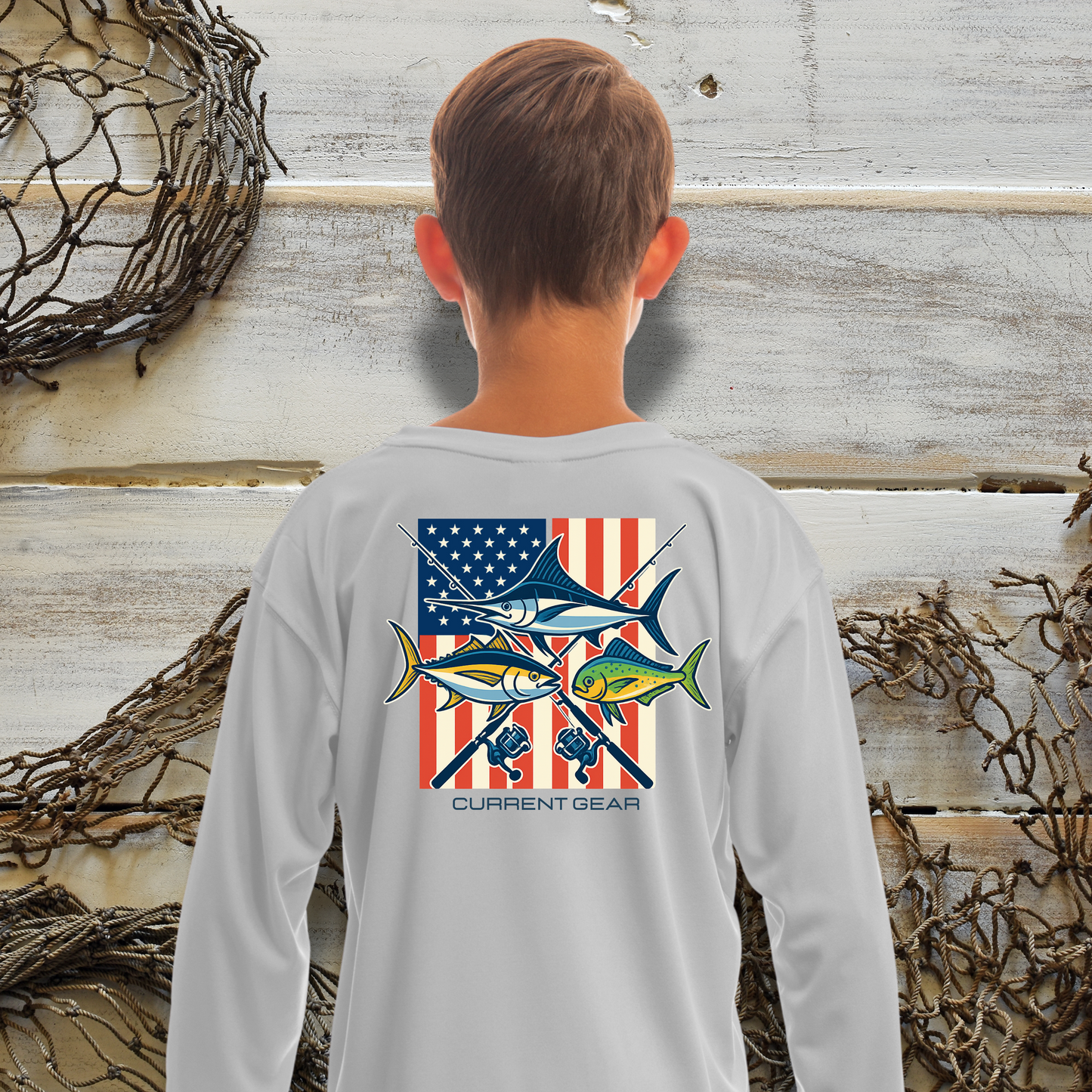 Kids Red White & Reelin' Performance Shirt