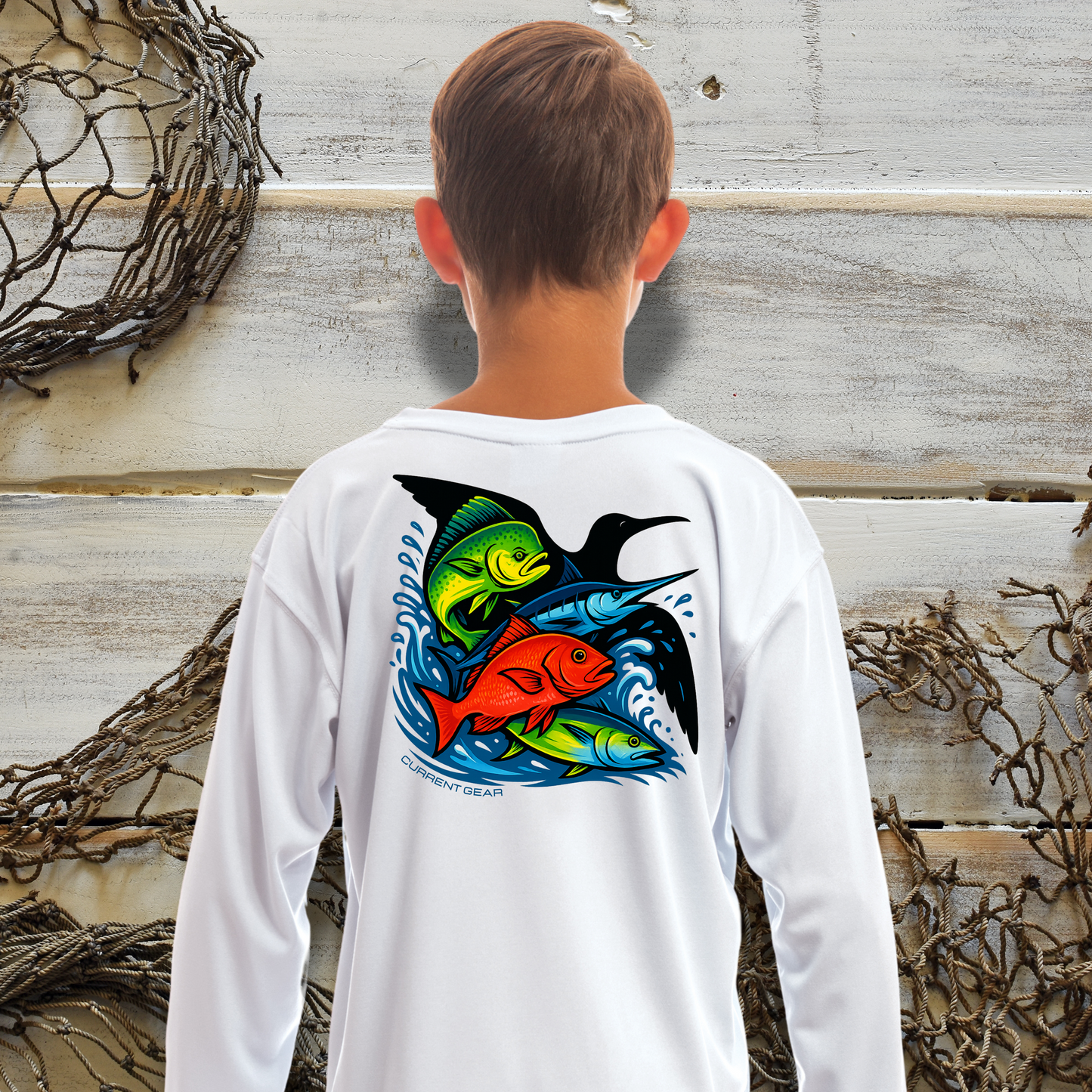 Kids Frigate Frenzy UPF 50 Hooded Performance Shirt