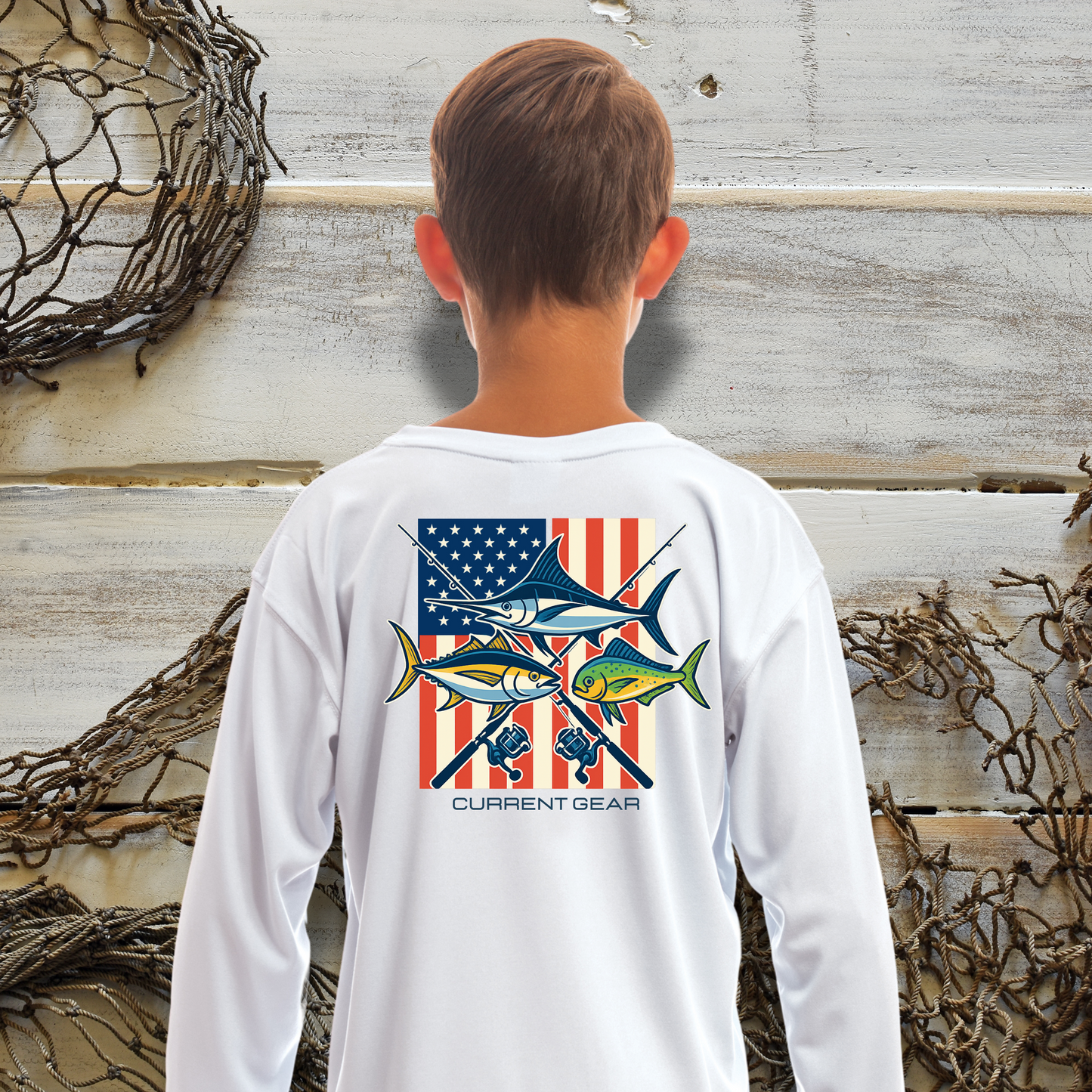 Kids Red White & Reelin' Performance Shirt