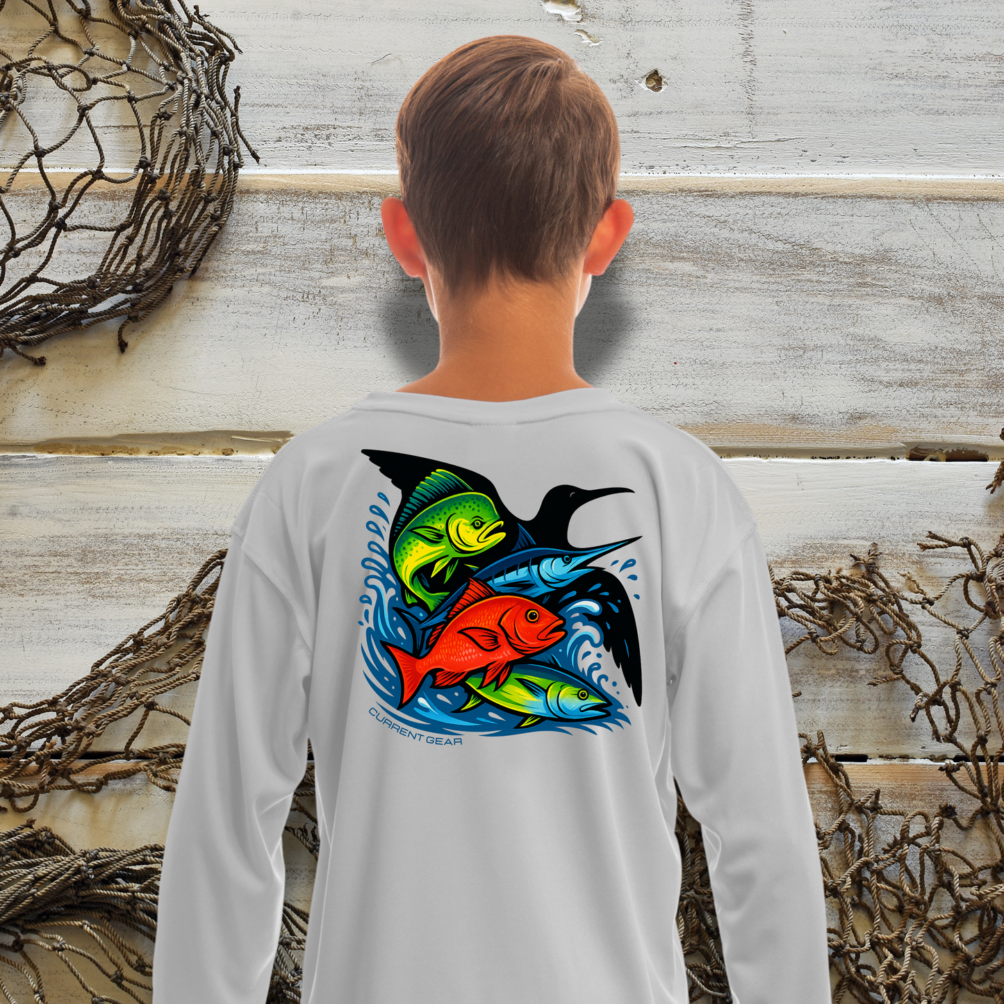 Kids Frigate Frenzy UPF 50 Hooded Performance Shirt