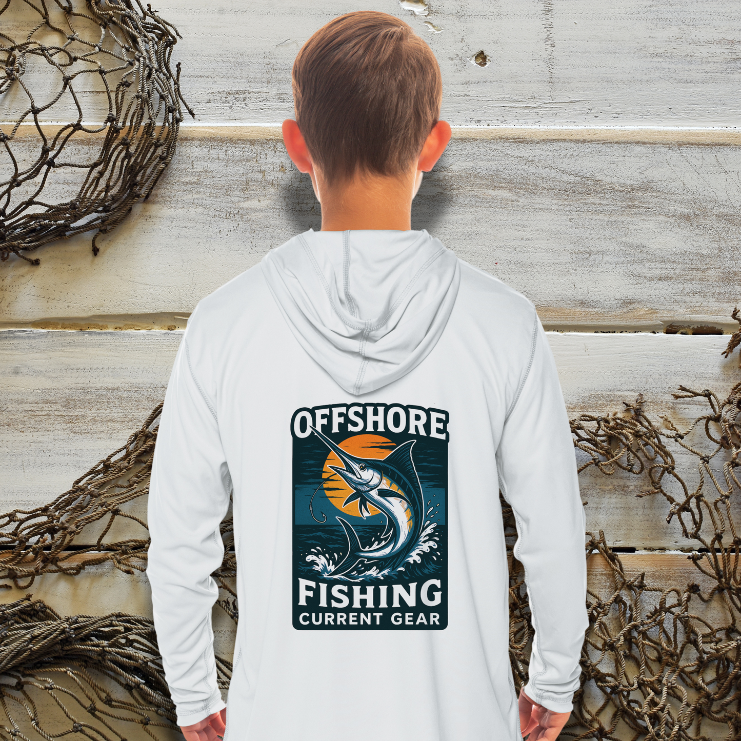 Kids Offshore Fishing UPF 50 Hooded Performance Shirt