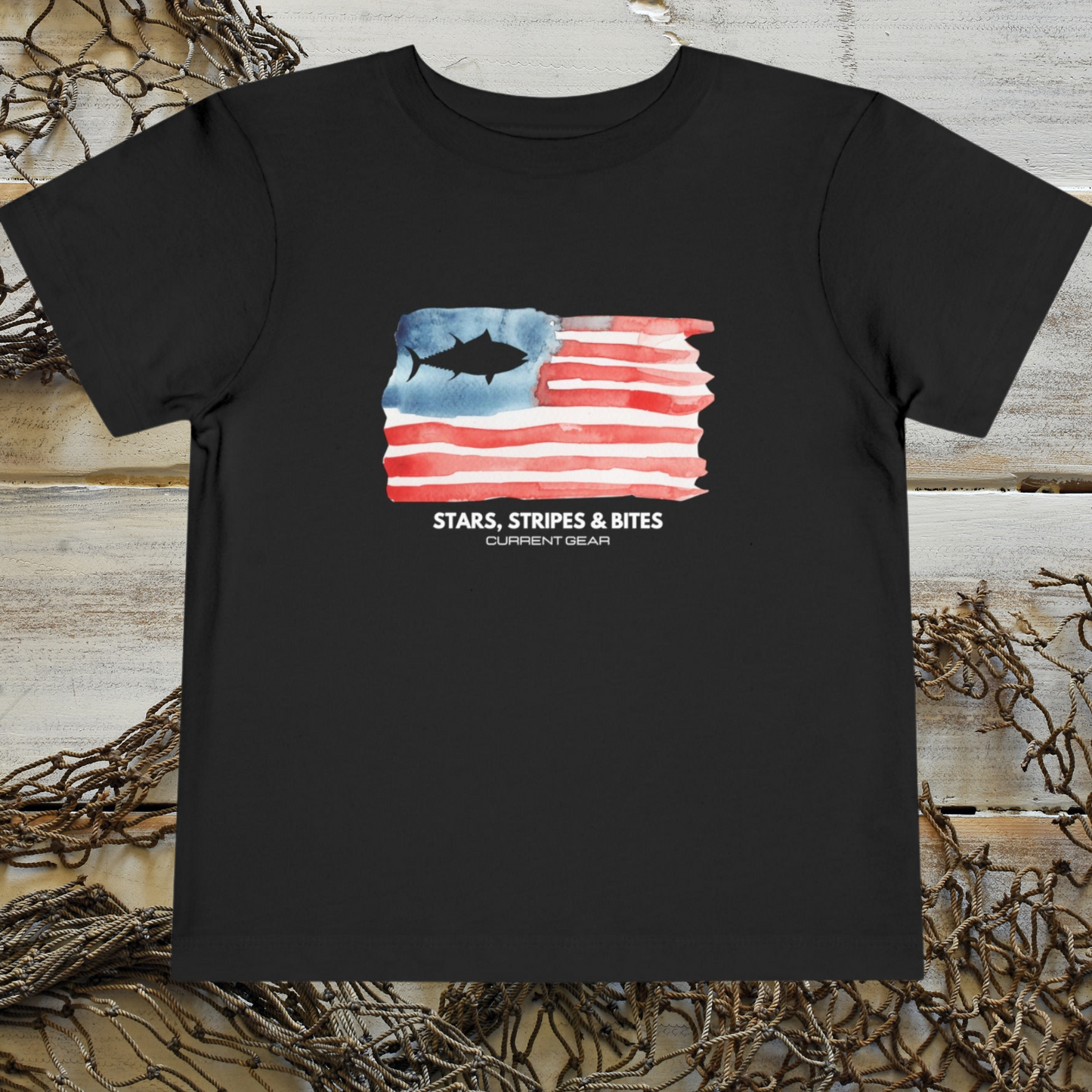 Toddler Stars, Stripes & Bites Short Sleeve Tee (Dark)
