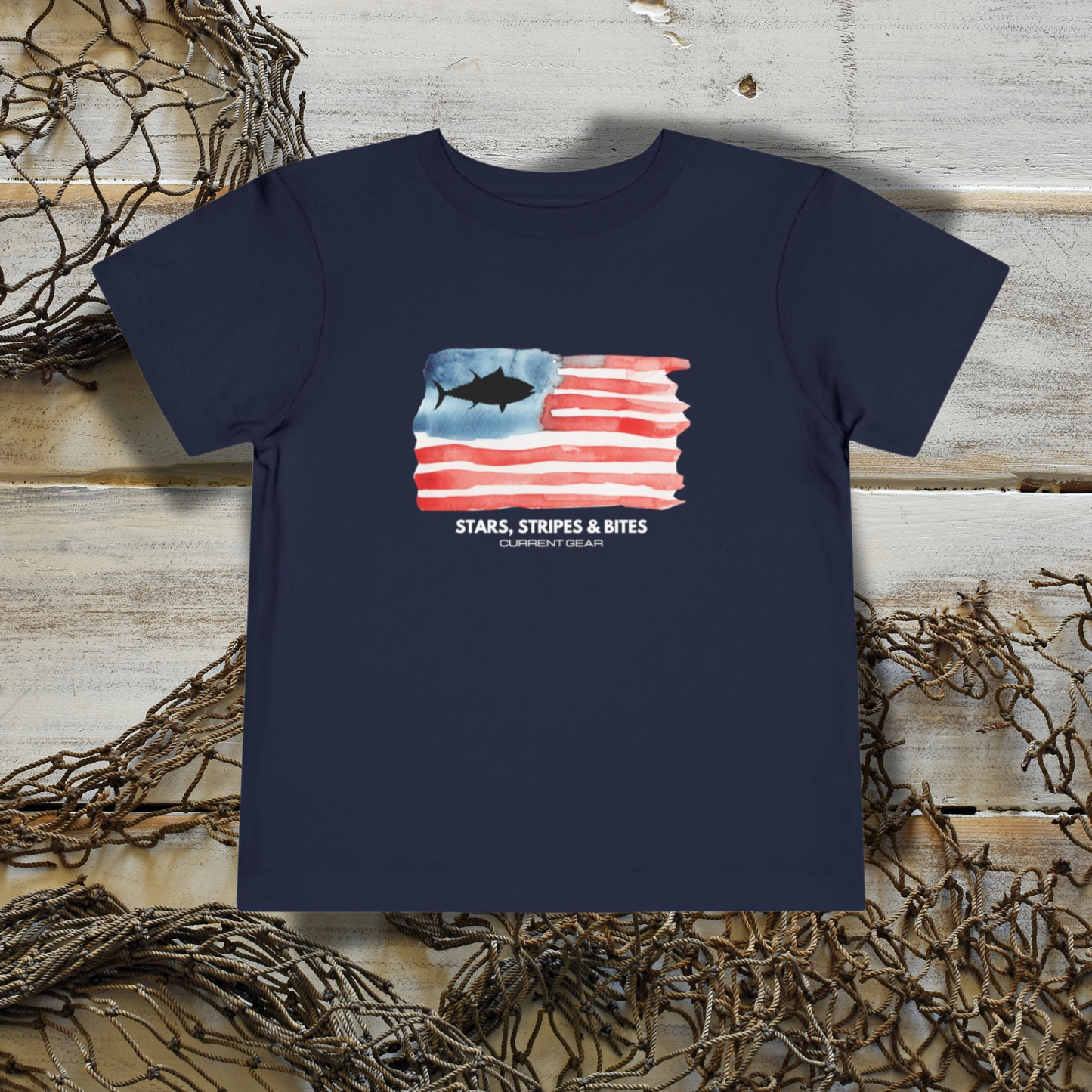 Toddler Stars, Stripes & Bites Short Sleeve Tee (Dark)