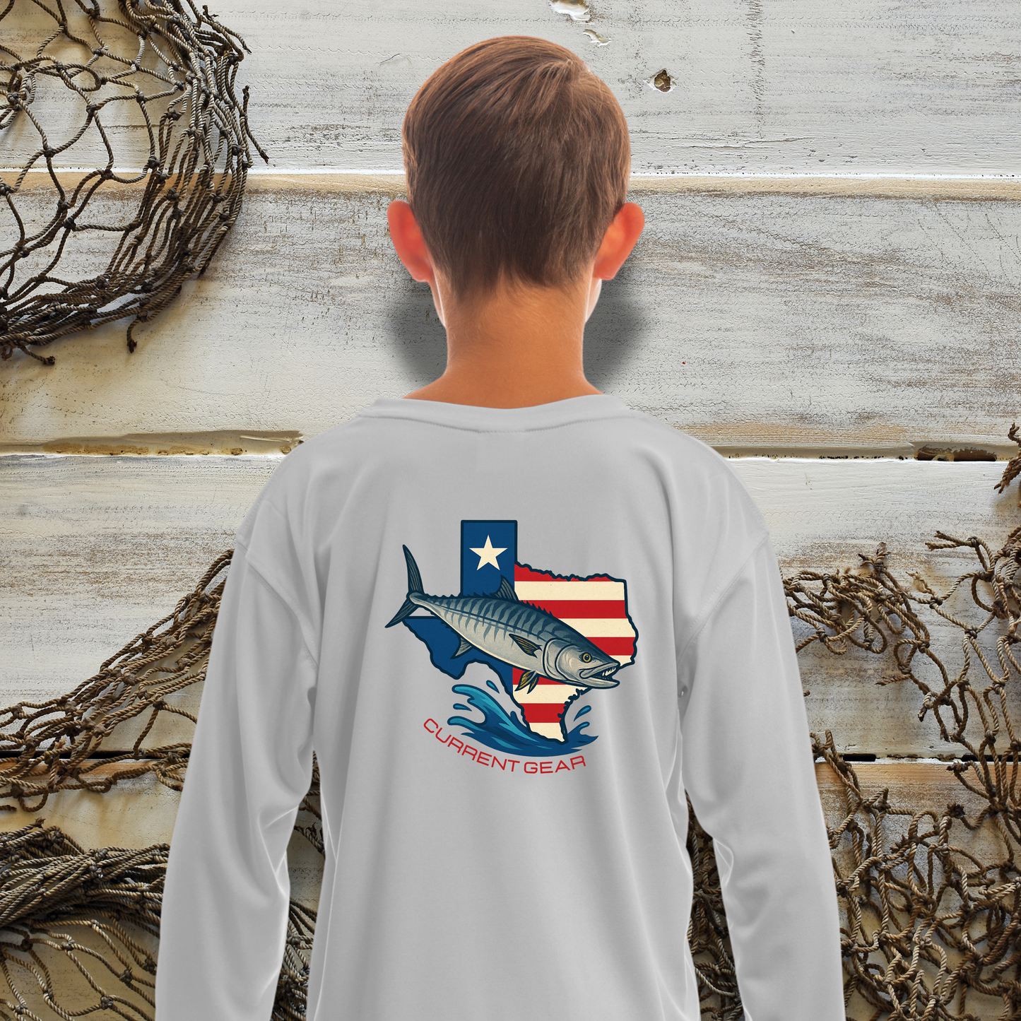 Kids Texas King Mackerel UPF 50 Hooded Performance Shirt