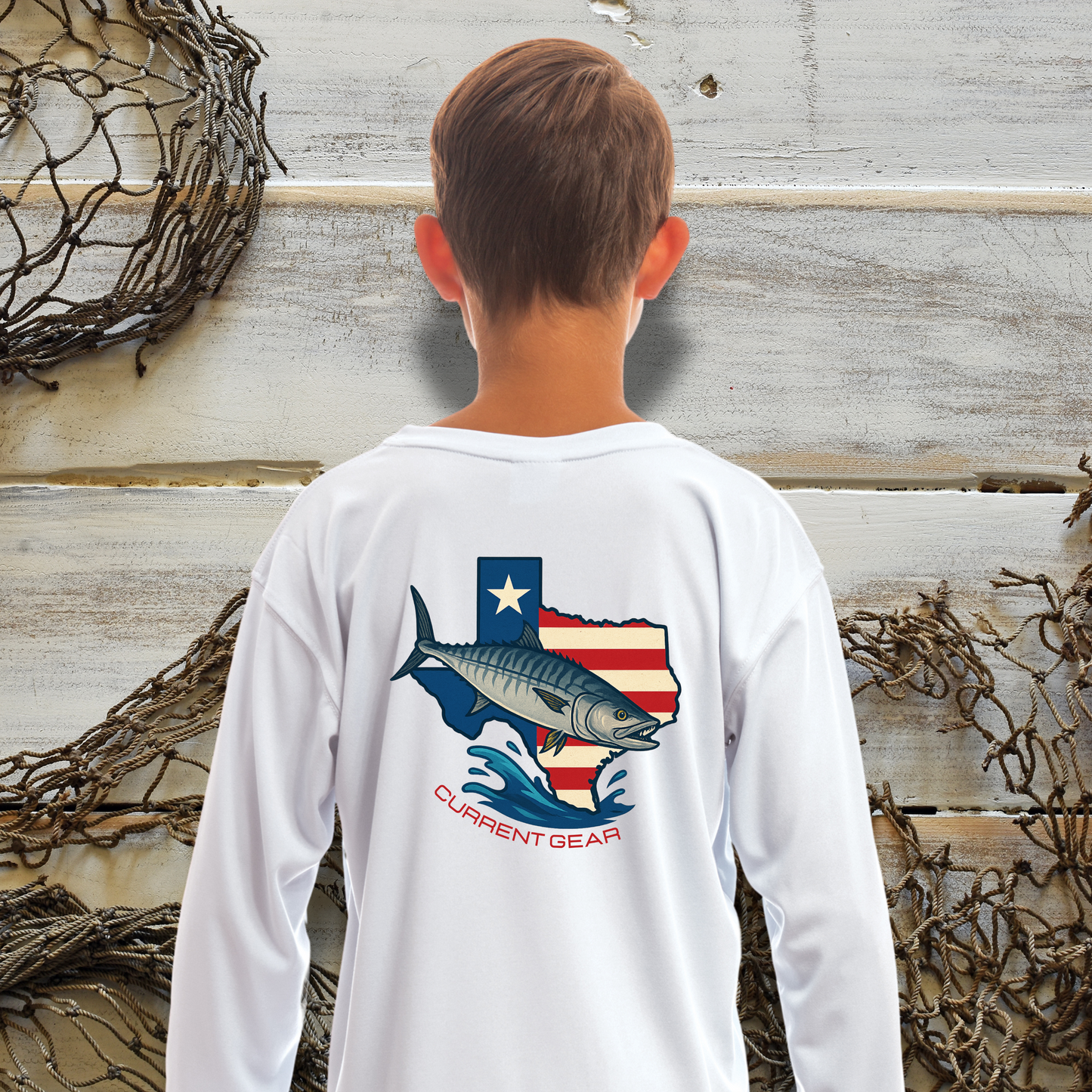 Kids Texas King Mackerel UPF 50 Hooded Performance Shirt