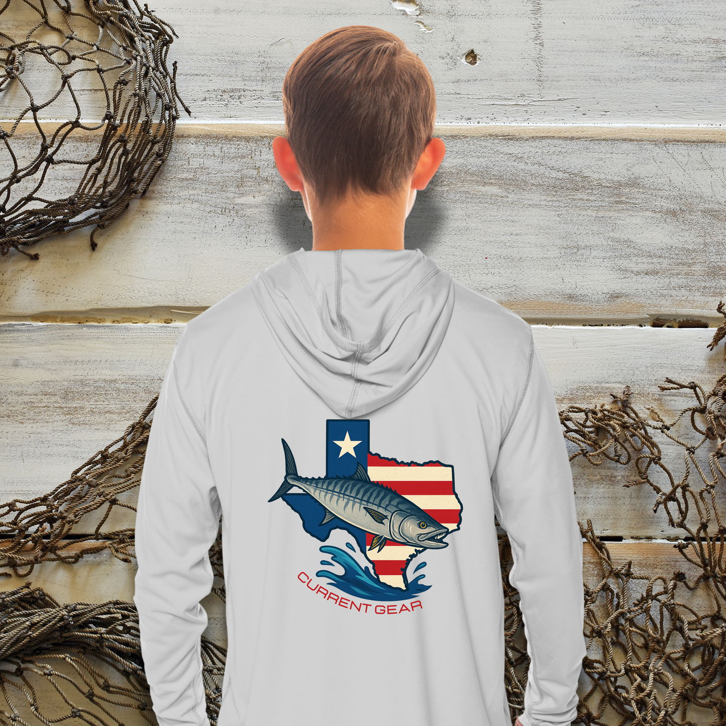 Kids Texas King Mackerel UPF 50 Hooded Performance Shirt
