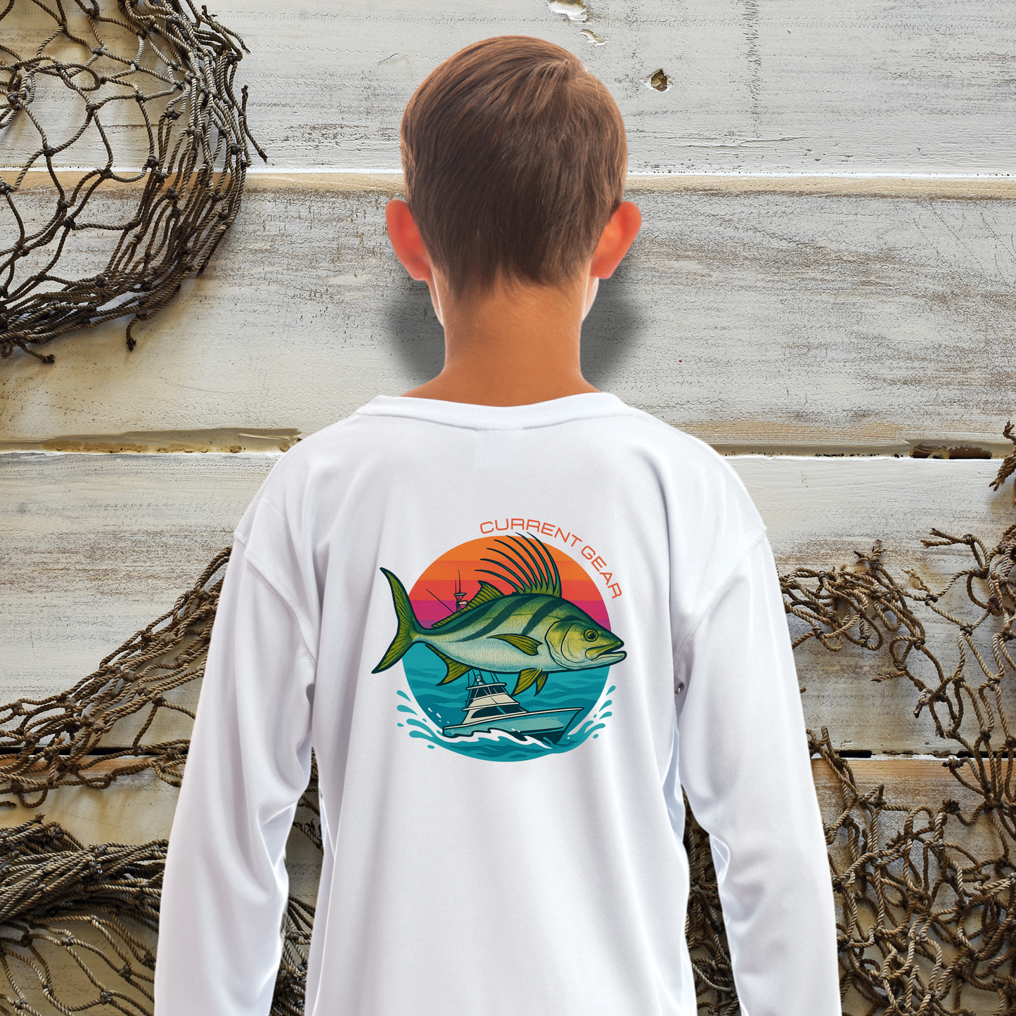 Kids Rooster Fish UPF 50 Hooded Performance Shirt
