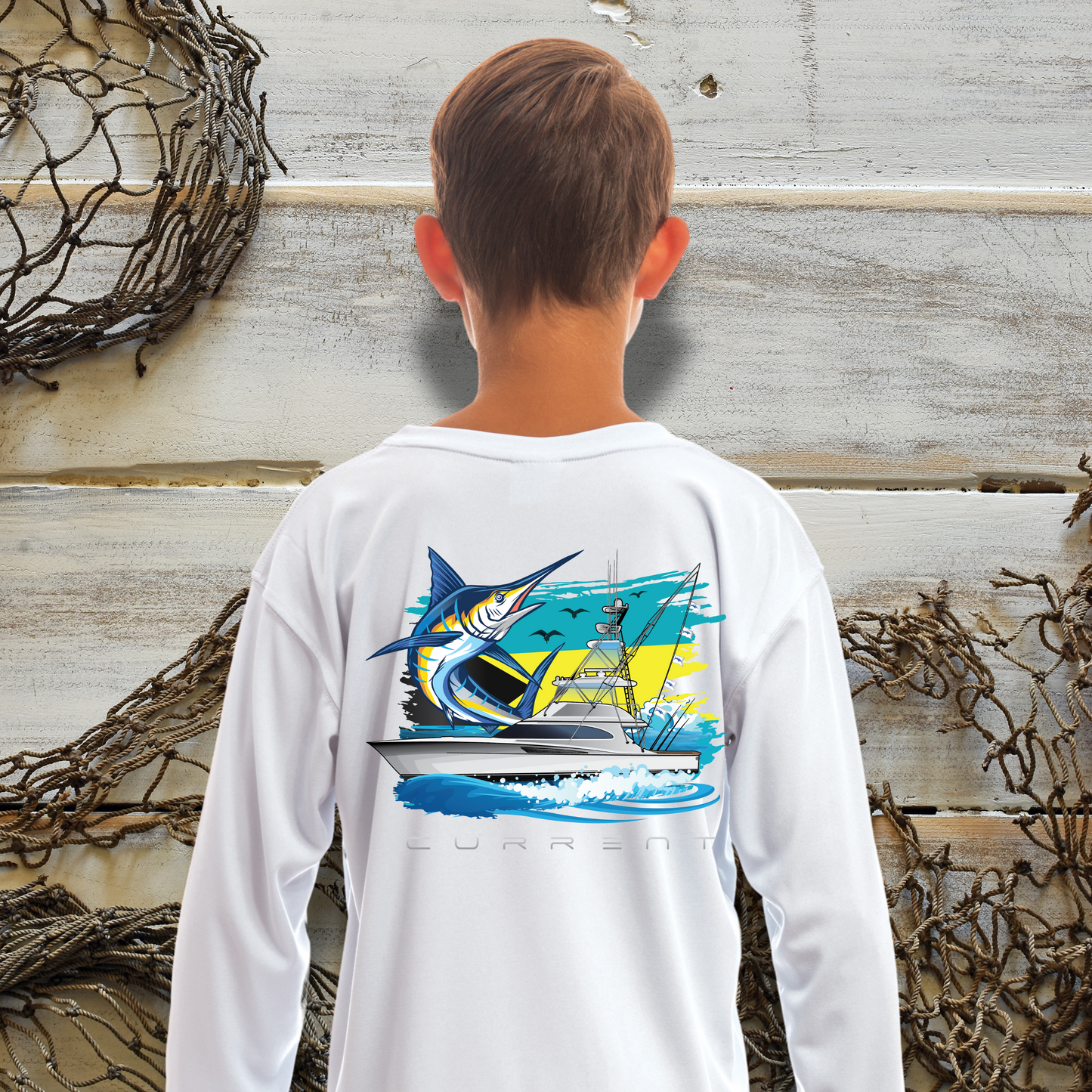 Kids Bahamian Current UPF 50 Hooded Performance Shirt