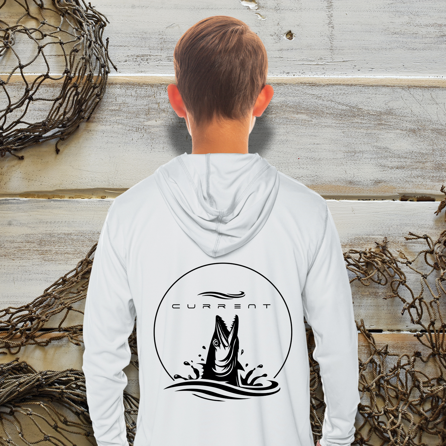 Kids Rising Wahoo UPF 50 Hooded Performance Shirt