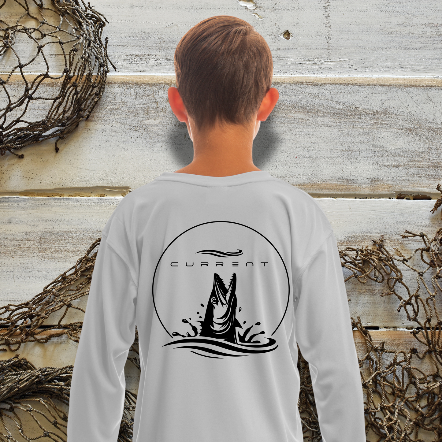 Kids Rising Wahoo UPF 50 Hooded Performance Shirt