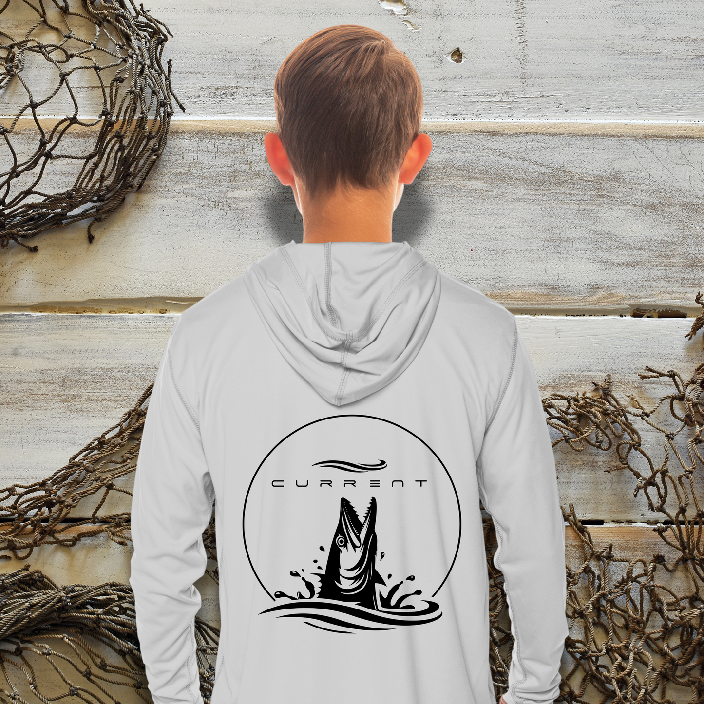 Kids Rising Wahoo UPF 50 Hooded Performance Shirt