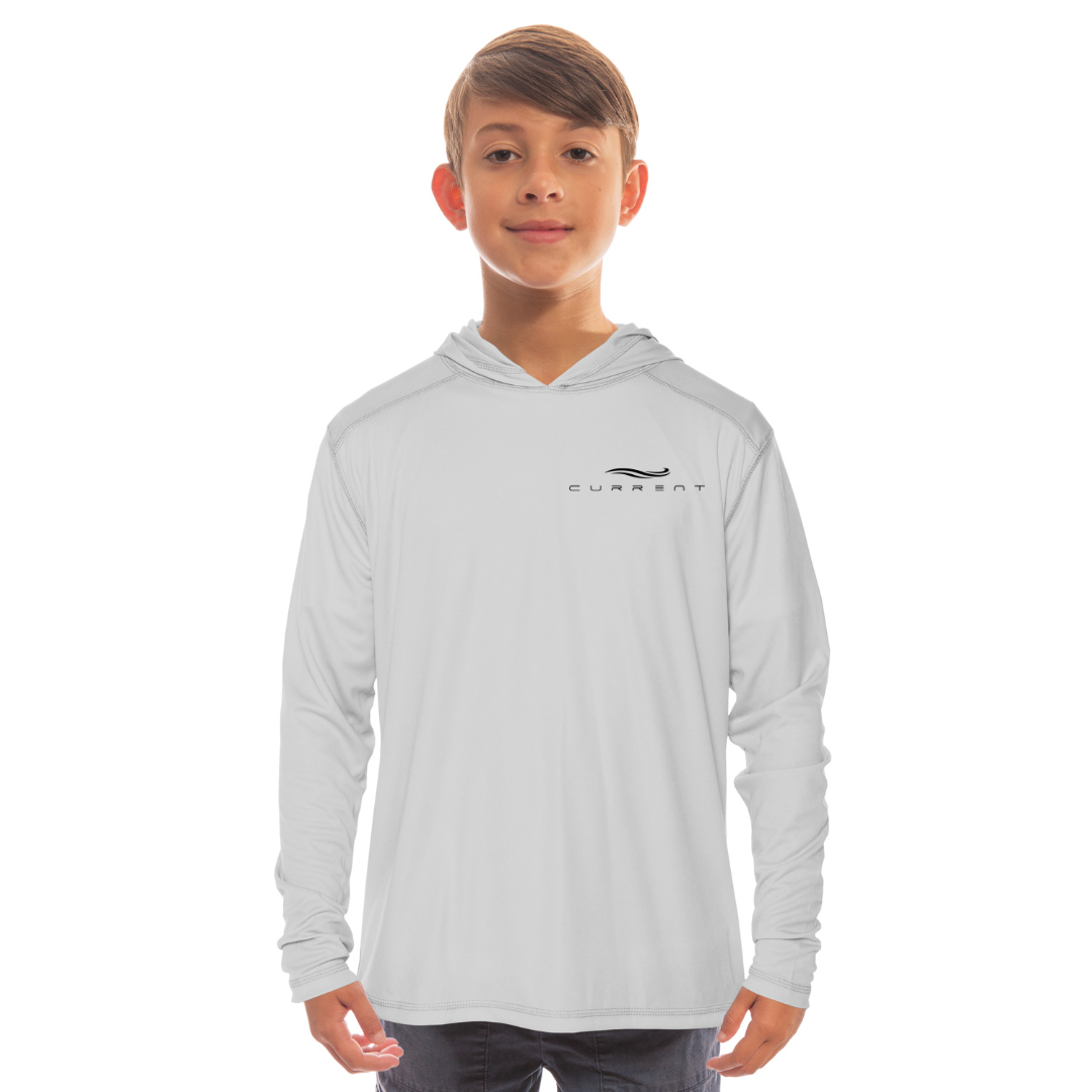 Kids Cutting Through Blue UPF 50 Hooded Performance Shirt