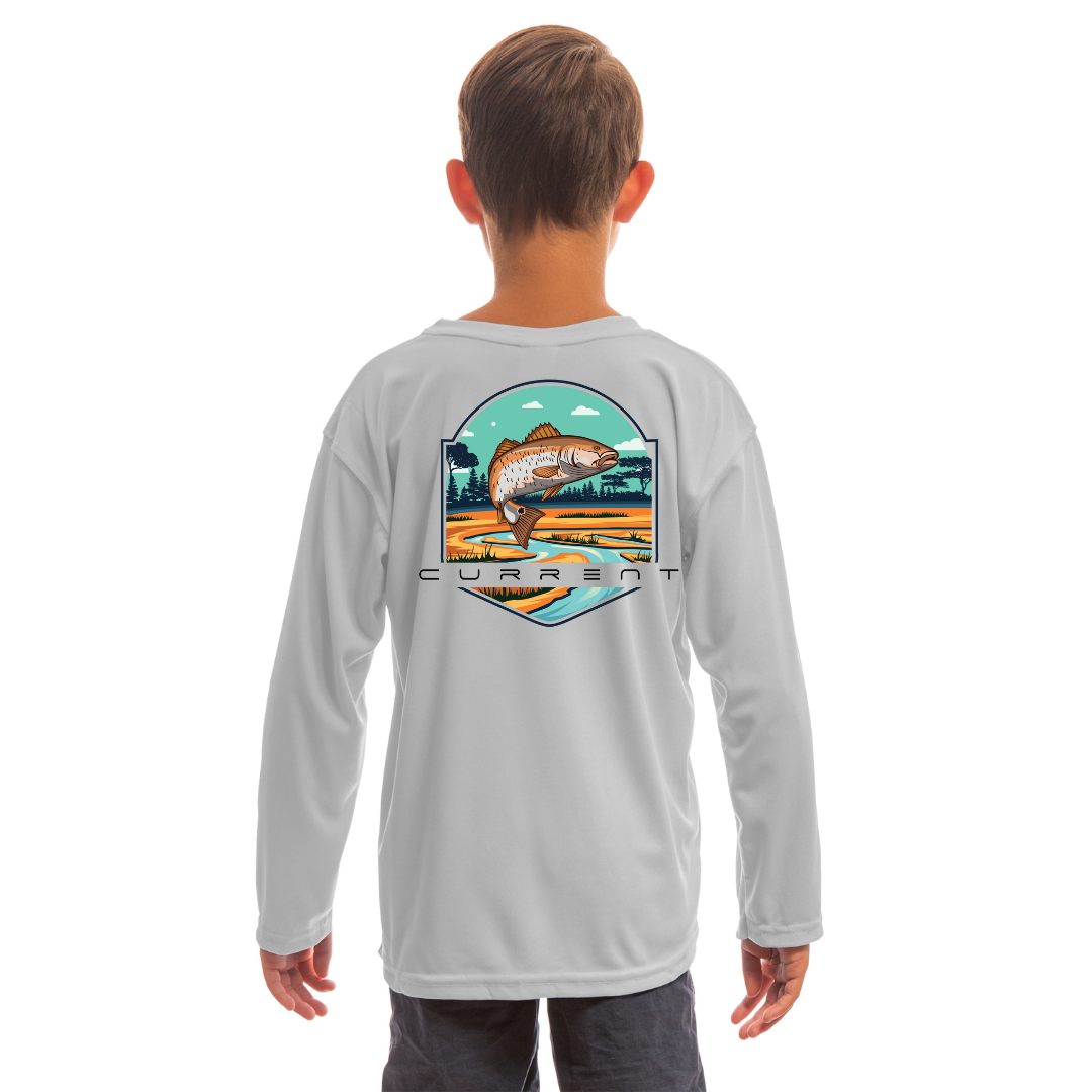 Kids Red Drum UPF 50 Hooded Performance Shirt