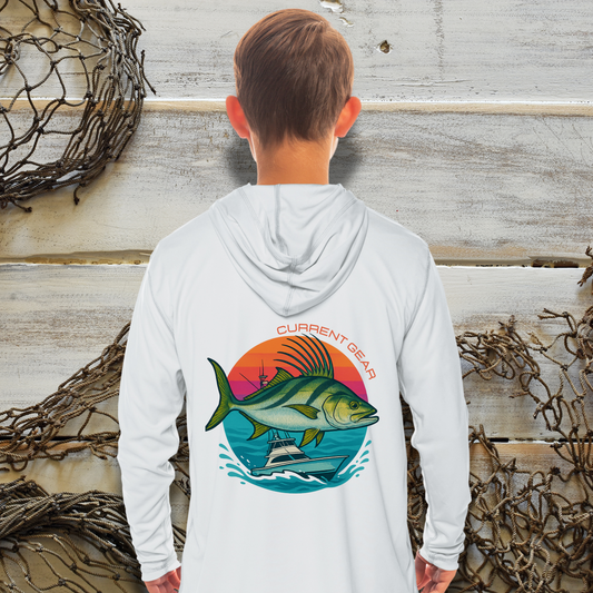Kids Rooster Fish UPF 50 Hooded Performance Shirt
