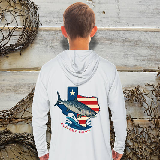 Kids Texas King Mackerel UPF 50 Hooded Performance Shirt