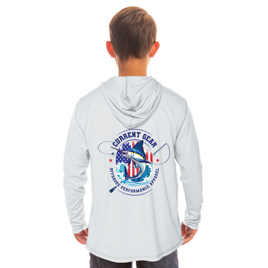 Kids American Marlin UPF 50 Hooded Performance Shirt