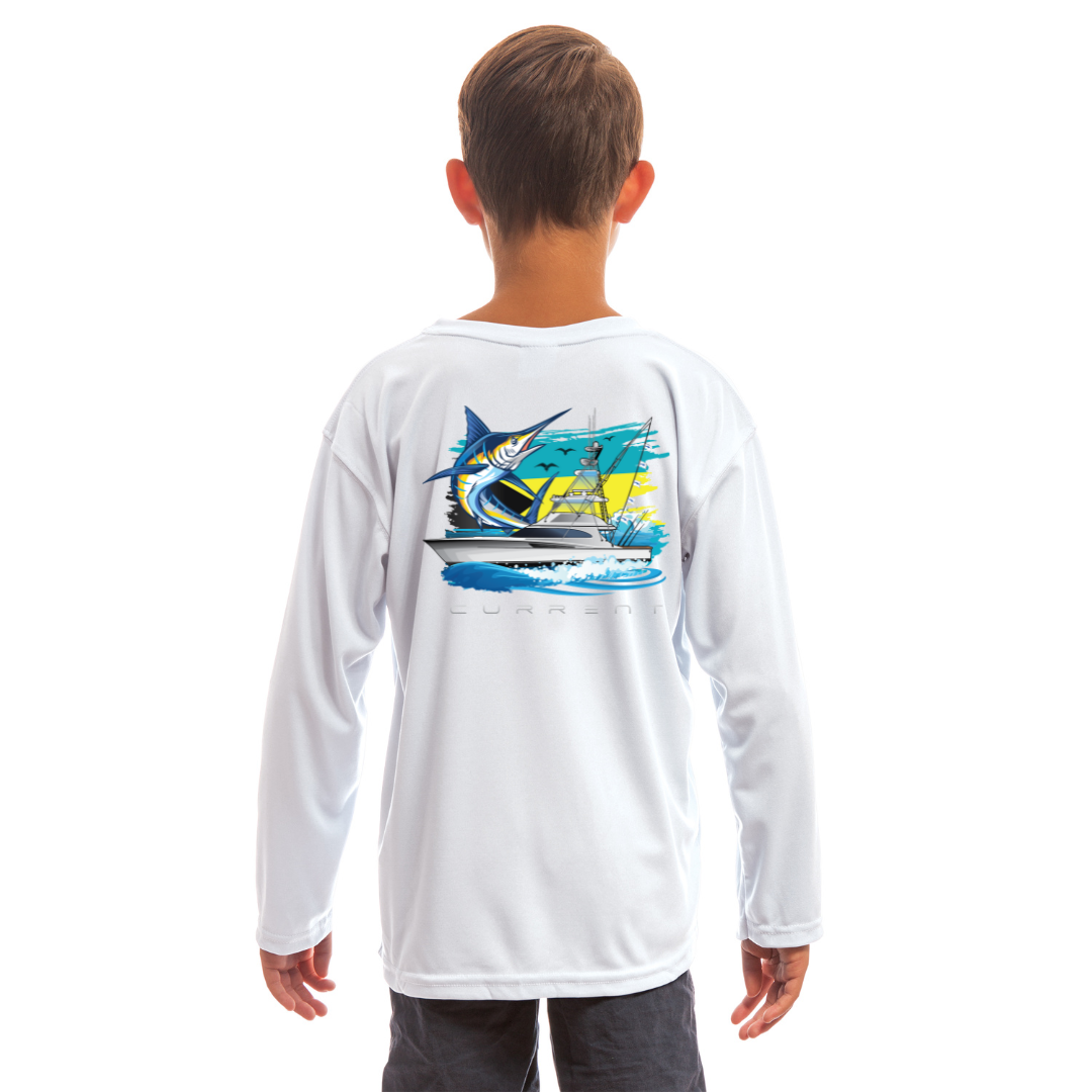 Kids Bahamian Current UPF 50 Hooded Performance Shirt