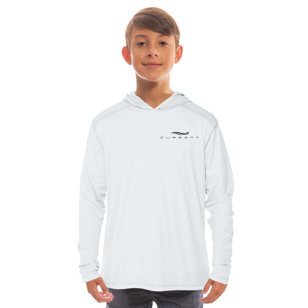 Kids Cutting Through Blue UPF 50 Hooded Performance Shirt