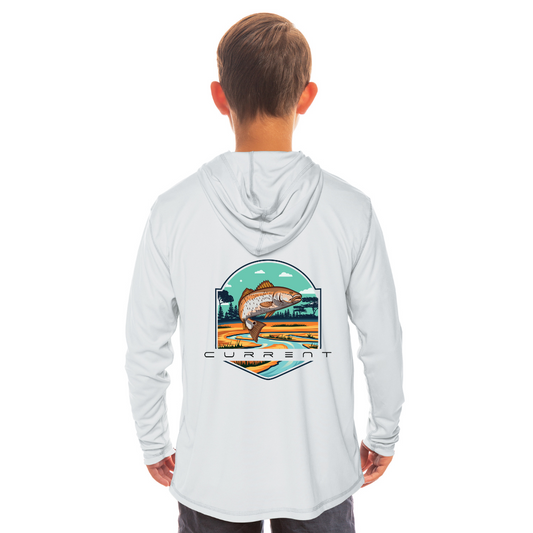 Kids Red Drum UPF 50 Hooded Performance Shirt