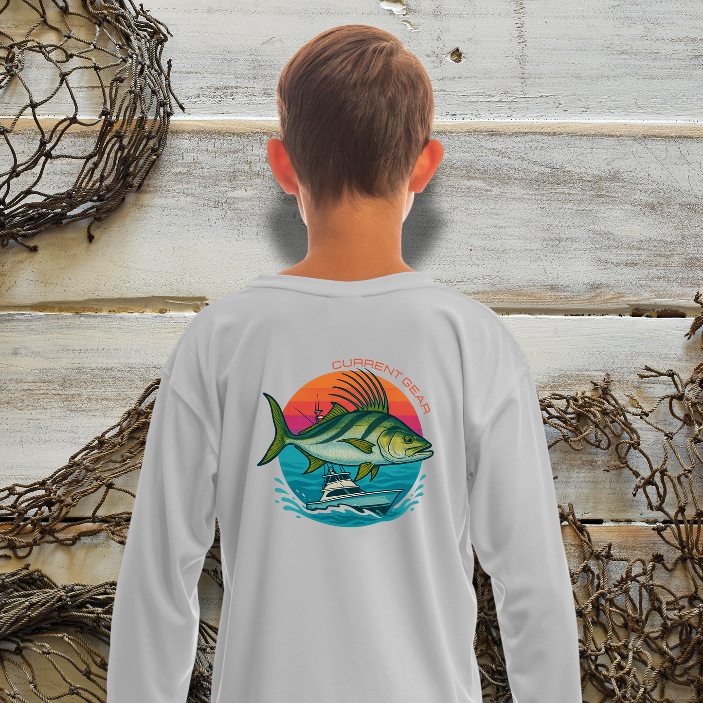 Kids Rooster Fish UPF 50 Hooded Performance Shirt