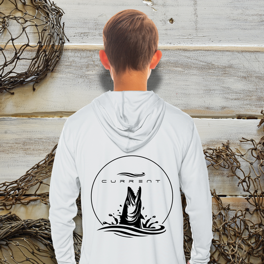 Kids Rising Wahoo UPF 50 Hooded Performance Shirt